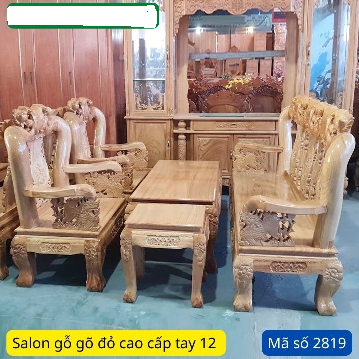 Bộ Salon Gỗ Gõ Đỏ Tay 12 MS 2819